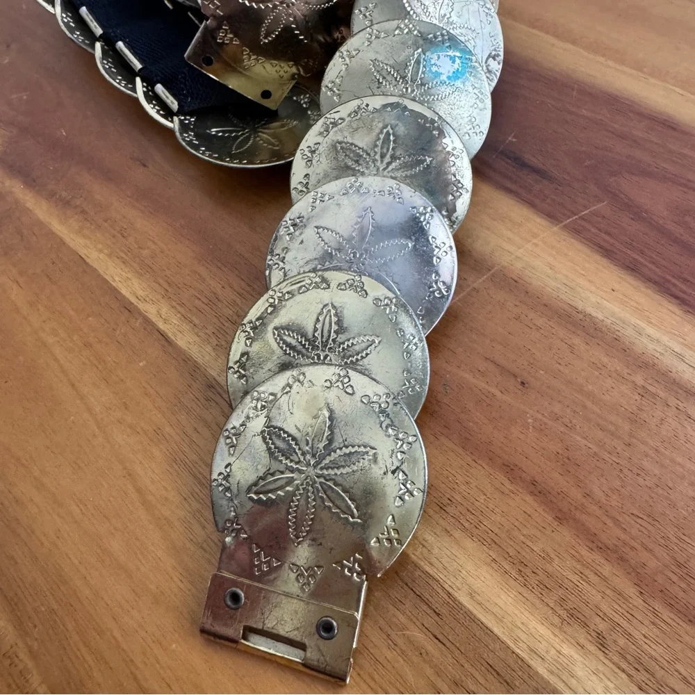 Korea brass metal disc concho‎ elastic belt